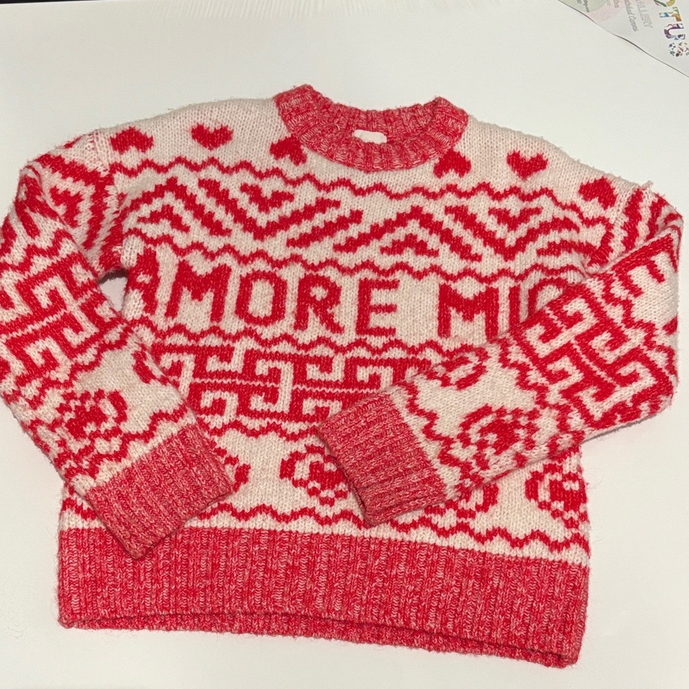 H&M Red and White Patterned Sweater